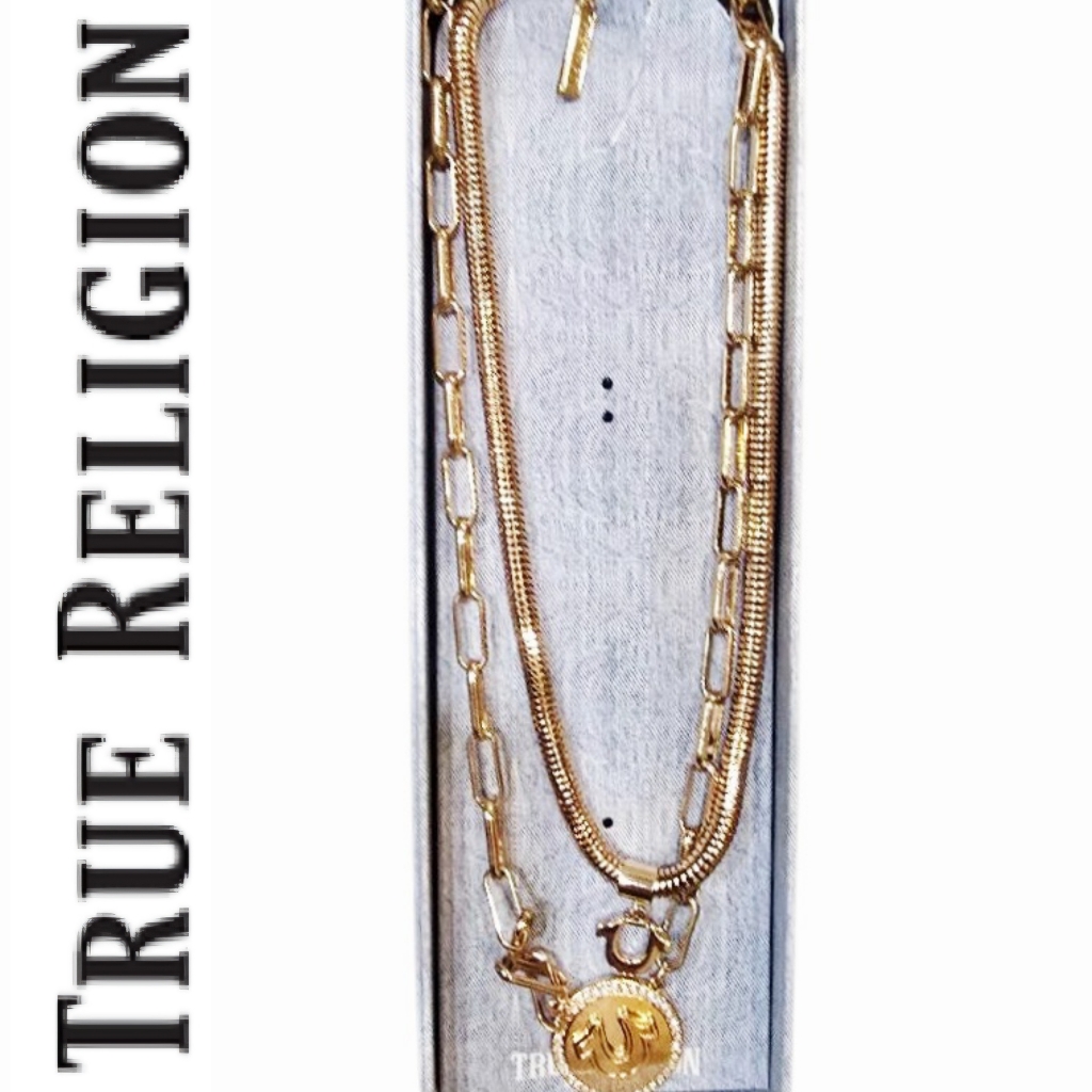 True Religion Horseshoe Logo Double Layer Necklace Set